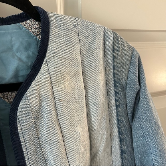 New Rare Redone 80s Denim Zip Puffer Jacket Indigo Reversible Levi’s Upcycled - Picture 6 of 9